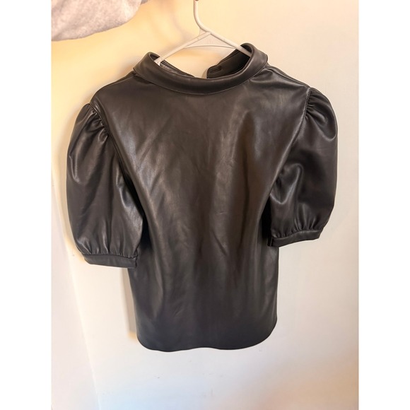 BB Dakota Steve Madden button up faux leather black top women's M with shorts - Picture 5 of 12